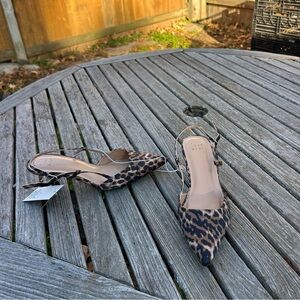 Nwt Women's Annette Satin Slingback Heels A New Day size 7 animal print leopard